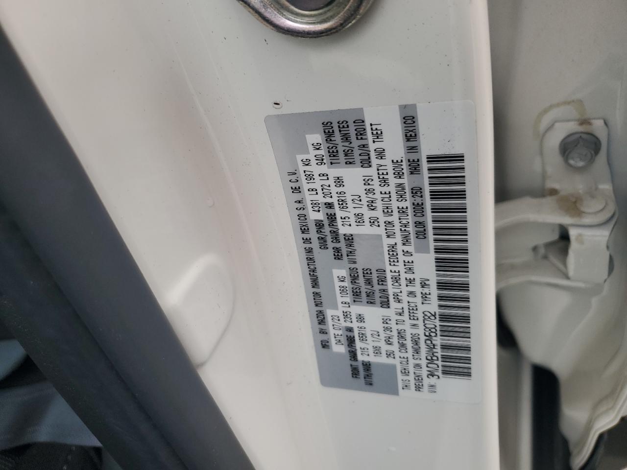 2023 MAZDA CX-30 VIN:3MVDMBAM4PM580782