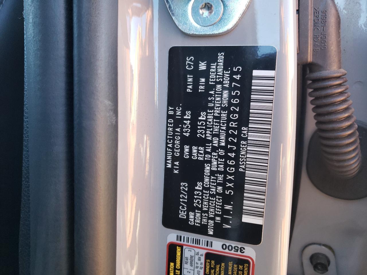 2024 KIA K5 GT LINE VIN:5XXG64J22RG265745