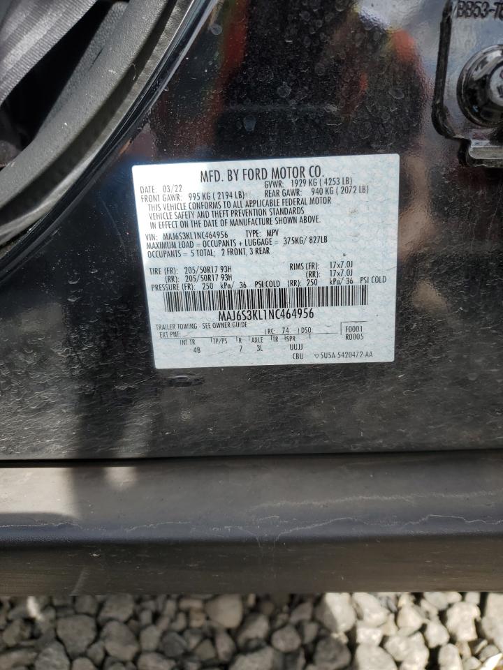 2022 FORD ECOSPORT TITANIUM VIN:MAJ6S3KL1NC464956