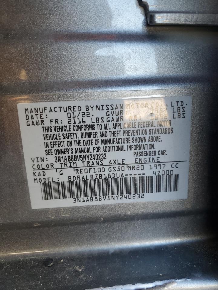 2022 NISSAN SENTRA S VIN:3N1AB8BV5NY240232