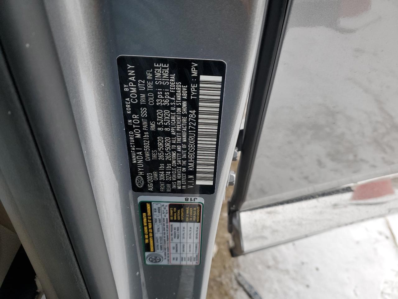 2024 GENESIS GV80 BASE VIN:KMUHBDSBXRU172784