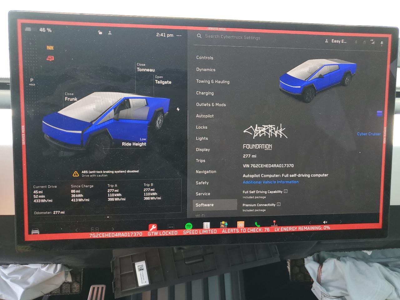 2024 TESLA CYBERTRUCK VIN:7G2CEHED4RA017370