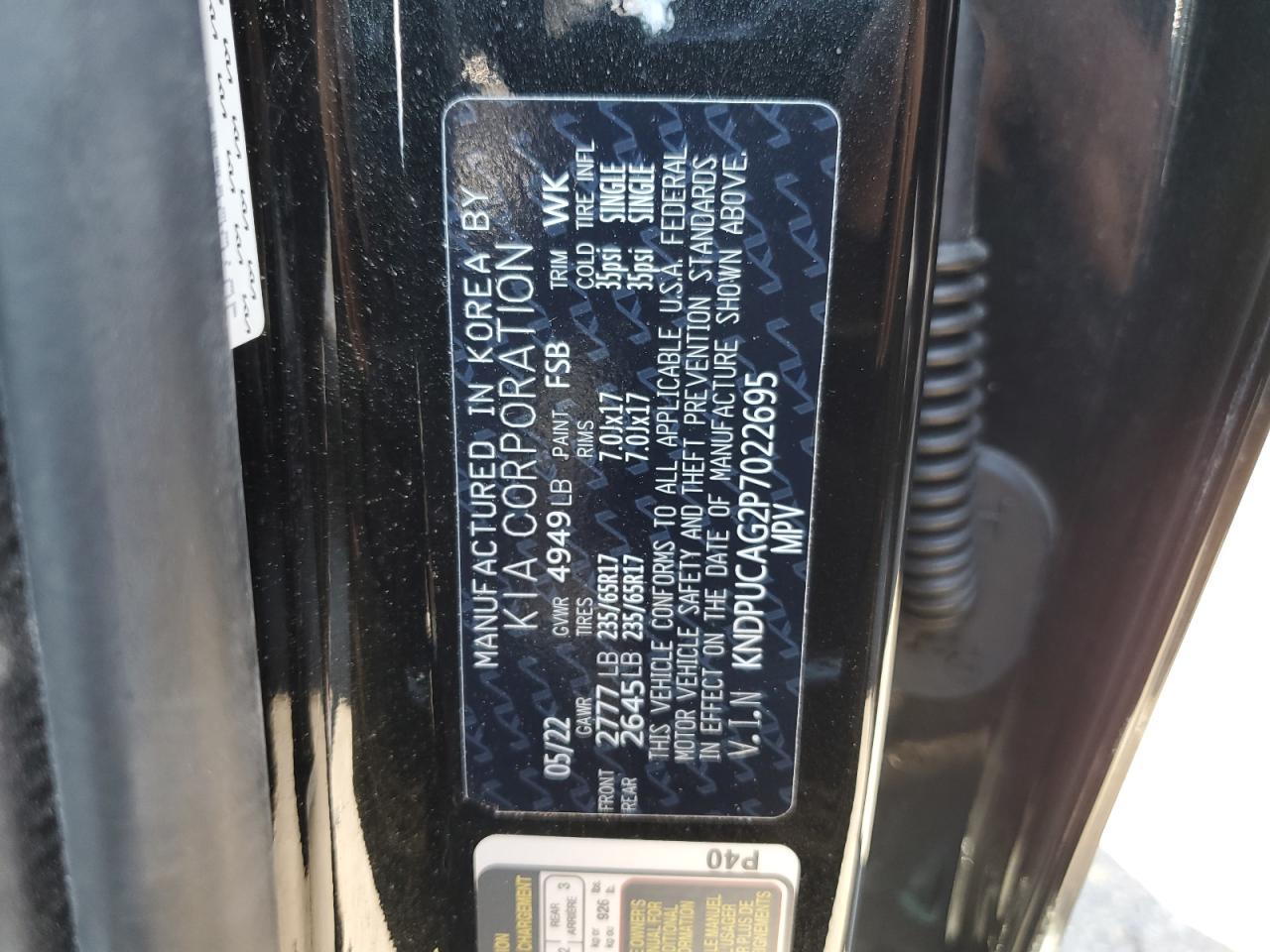 2023 KIA SPORTAGE LX VIN:KNDPUCAG2P7022695