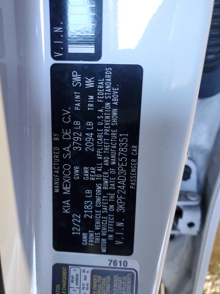 2023 KIA FORTE LX VIN:3KPF24AD3PE578351