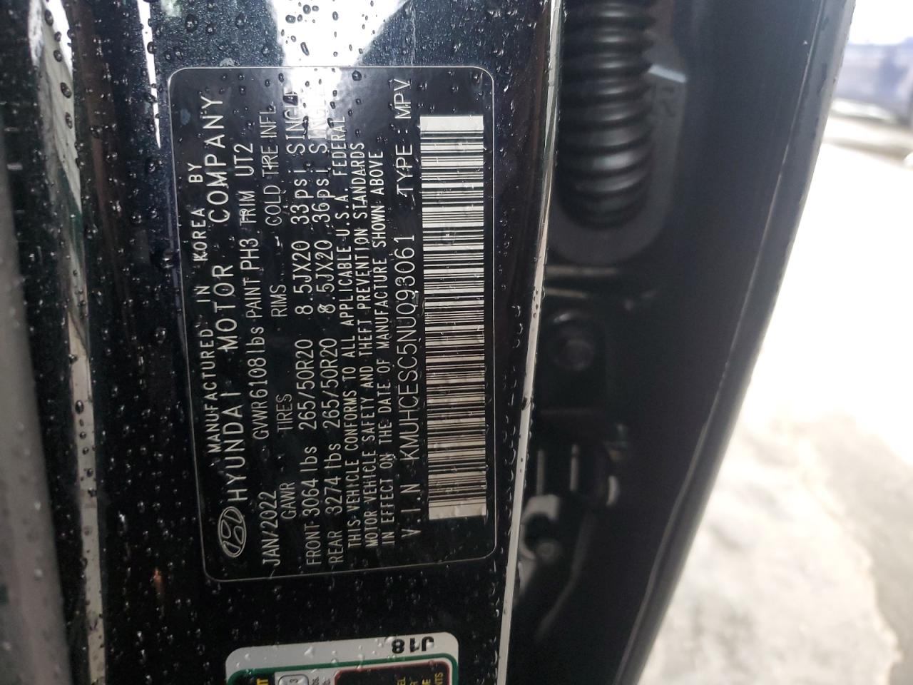 2022 GENESIS GV80 BASE VIN:KMUHCESC5NU093061