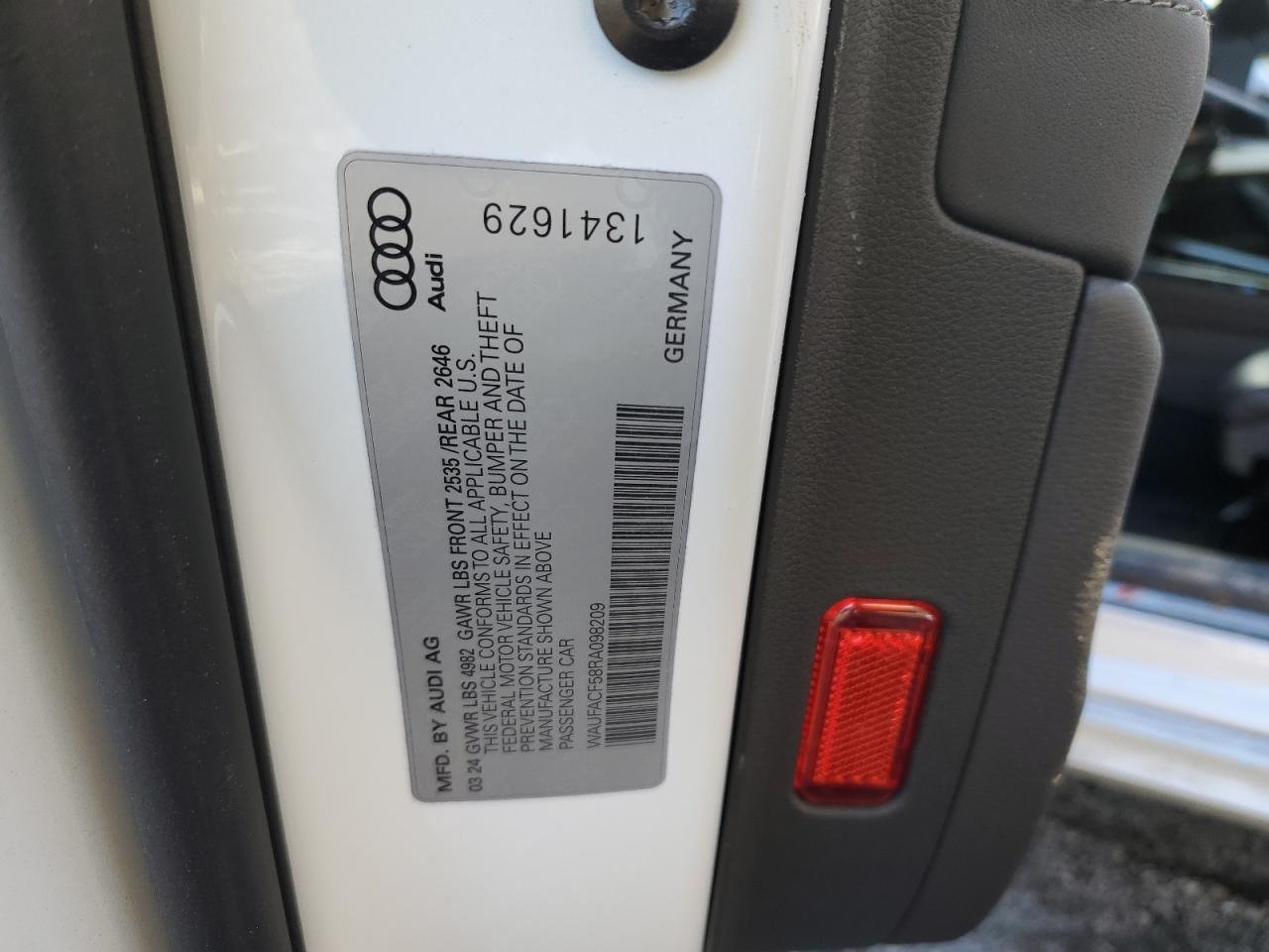 2024 AUDI A5 PREMIUM PLUS 45 VIN:WAUFACF58RA098209