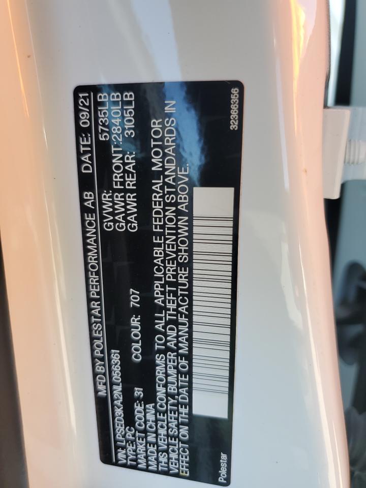 2022 POLESTAR 2 VIN:LPSED3KA2NL056361