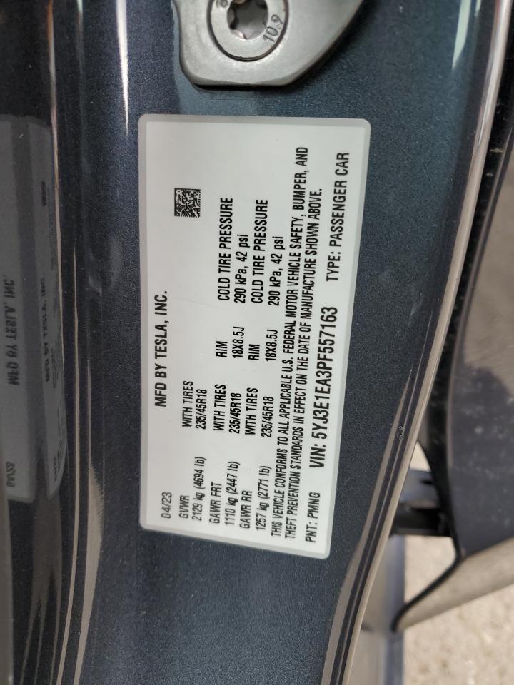 2023 TESLA MODEL 3 VIN:5YJ3E1EA3PF557163