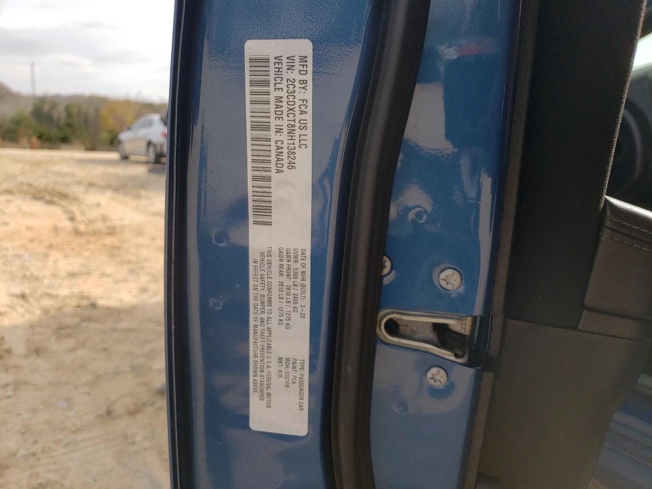 2022 DODGE CHARGER R/T VIN:2C3CDXCT8NH138246