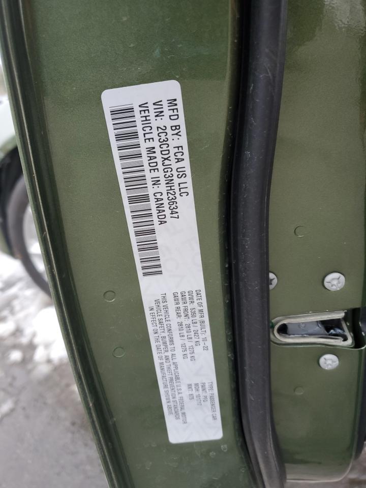 2022 DODGE CHARGER SXT VIN:2C3CDXJG3NH236347