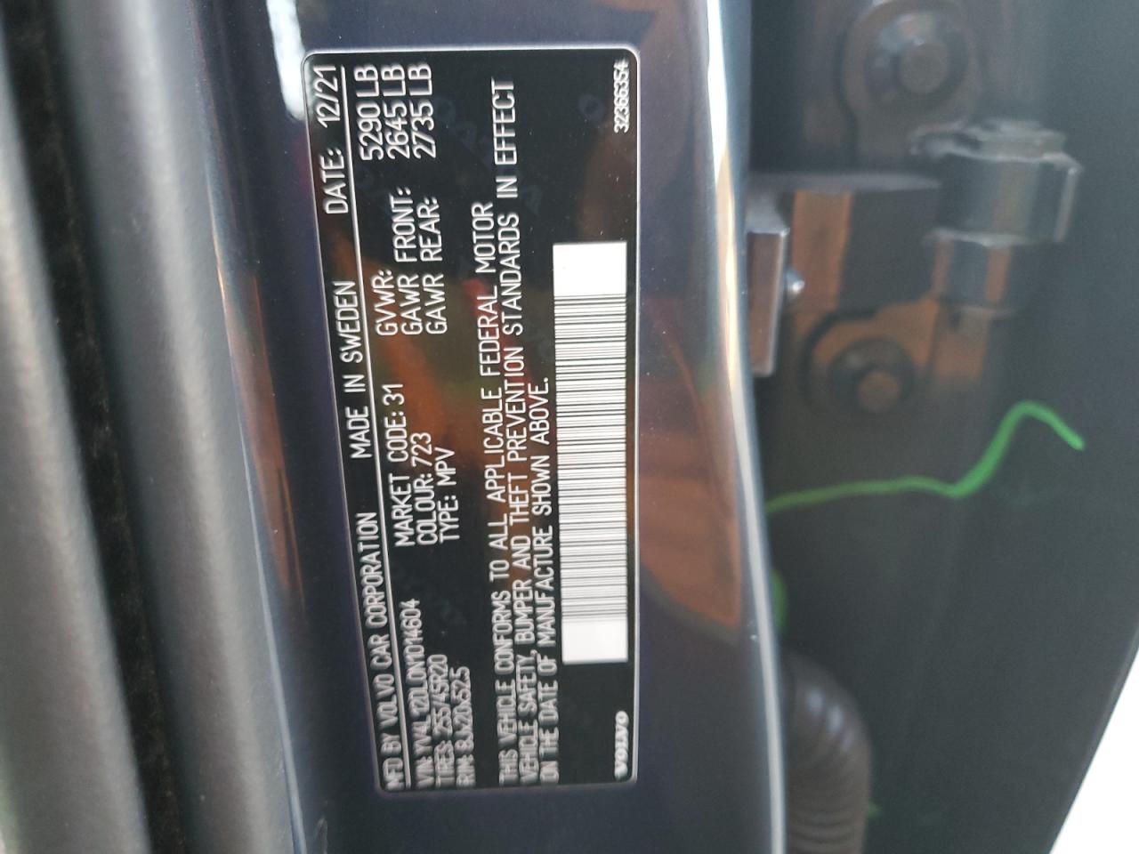 2022 VOLVO XC60 B5 INSCRIPTION VIN:YV4L12DL0N1014604