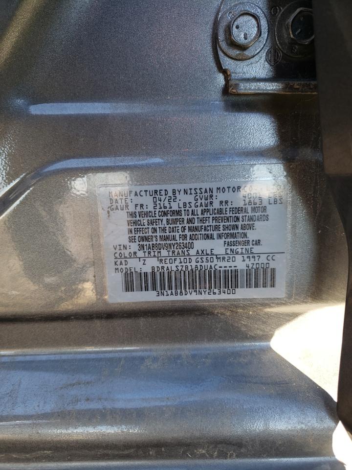 2022 NISSAN SENTRA SR VIN:3N1AB8DV9NY263400