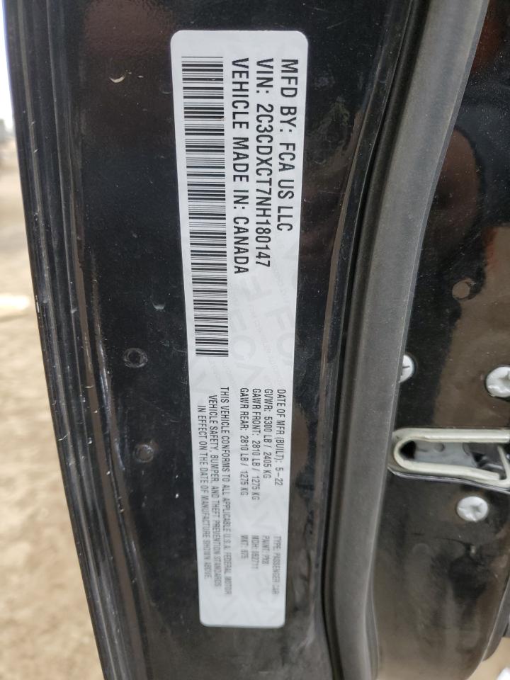 2022 DODGE CHARGER R/T VIN:2C3CDXCT7NH180147