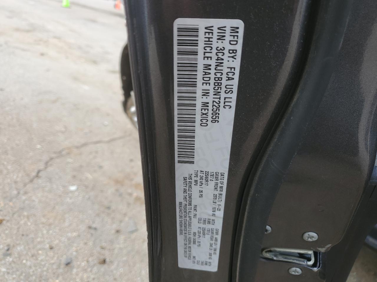 2022 JEEP COMPASS LATITUDE VIN:3C4NJCBB5NT225656