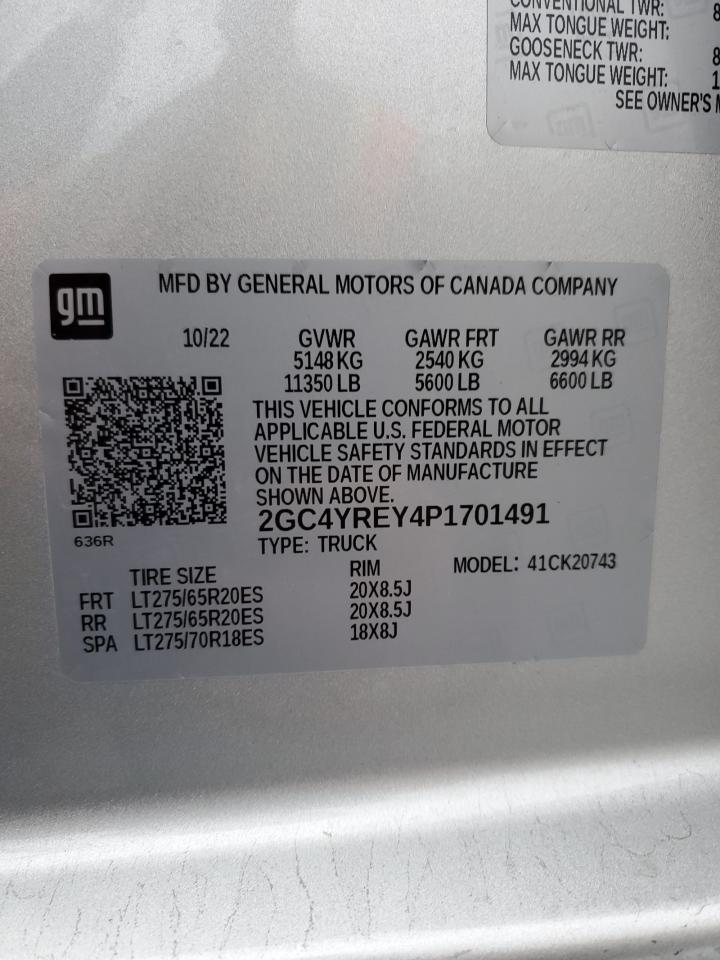 2023 CHEVROLET SILVERADO K2500 HIGH COUNTRY VIN:2GC4YREY4P1701491