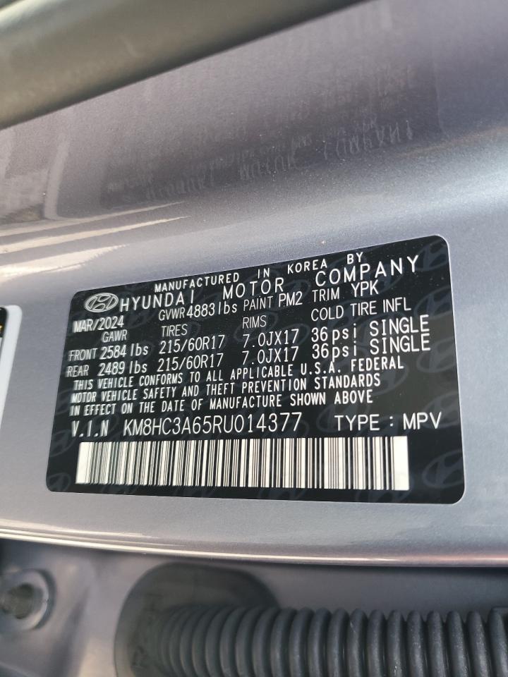 2024 HYUNDAI KONA SEL VIN:KM8HC3A65RU014377