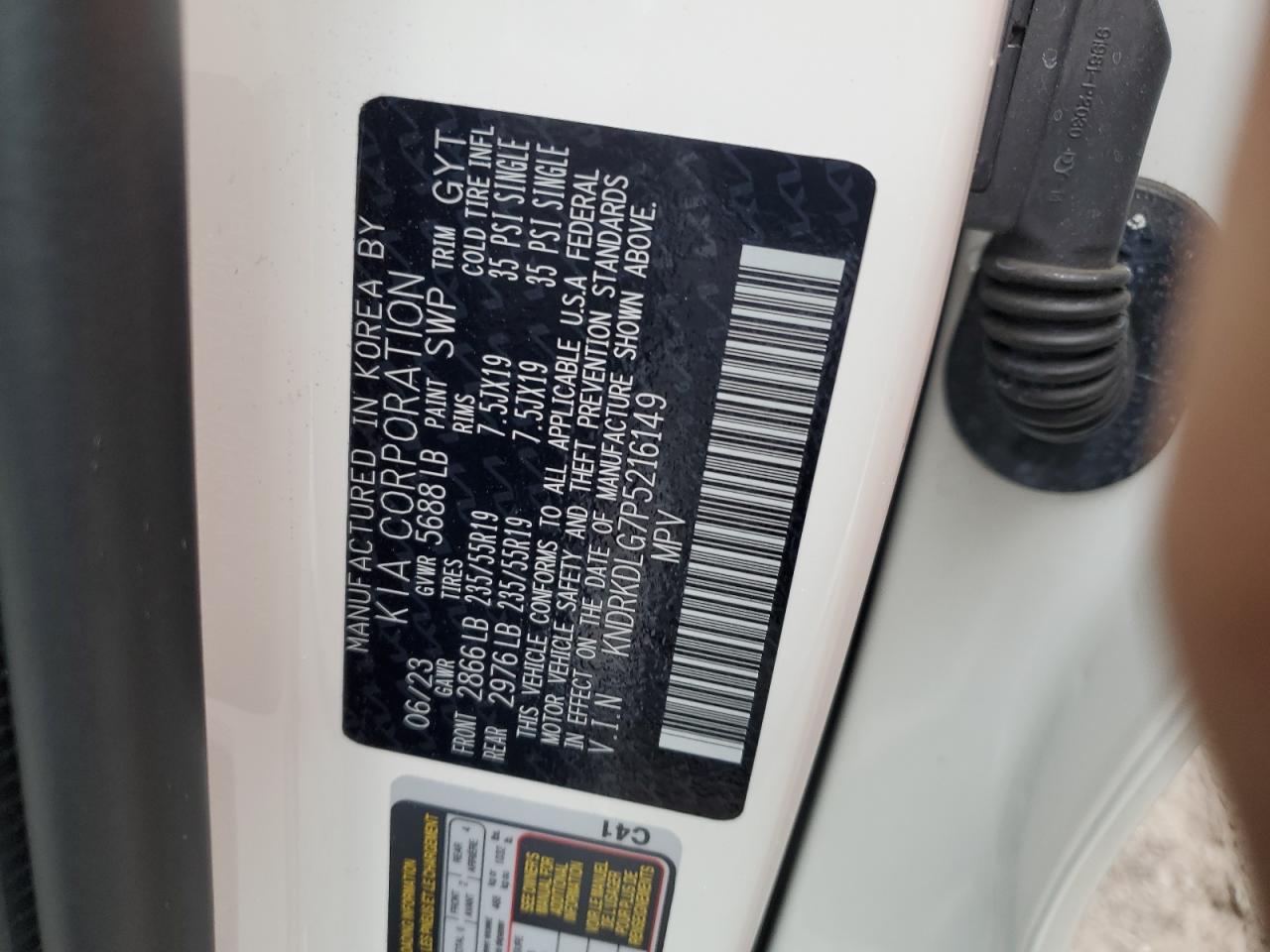 2023 KIA SORENTO SXP VIN:KNDRKDLG7P5216149