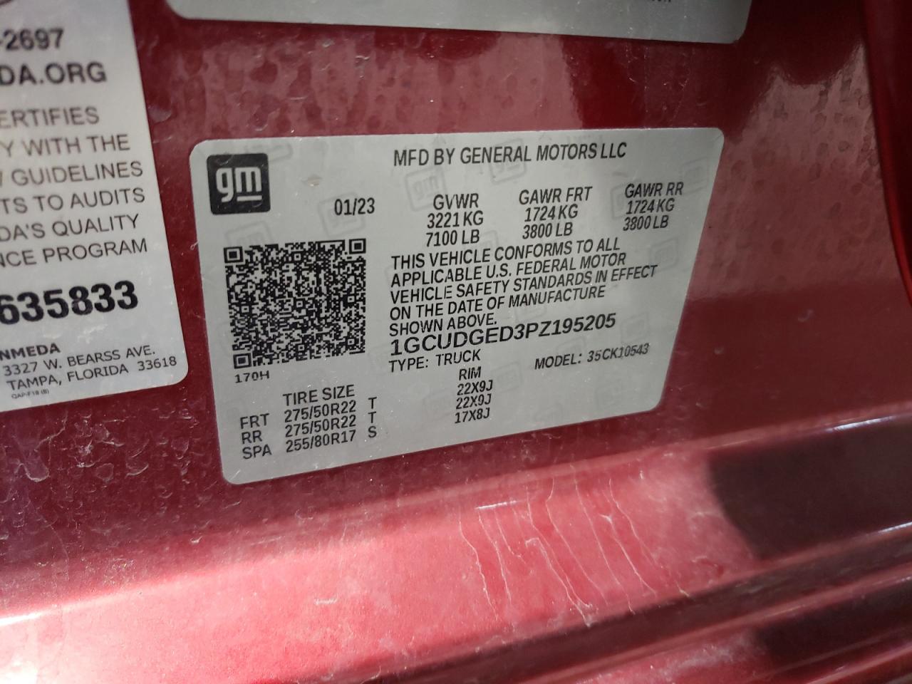 2023 CHEVROLET SILVERADO K1500 LTZ VIN:1GCUDGED3PZ195205