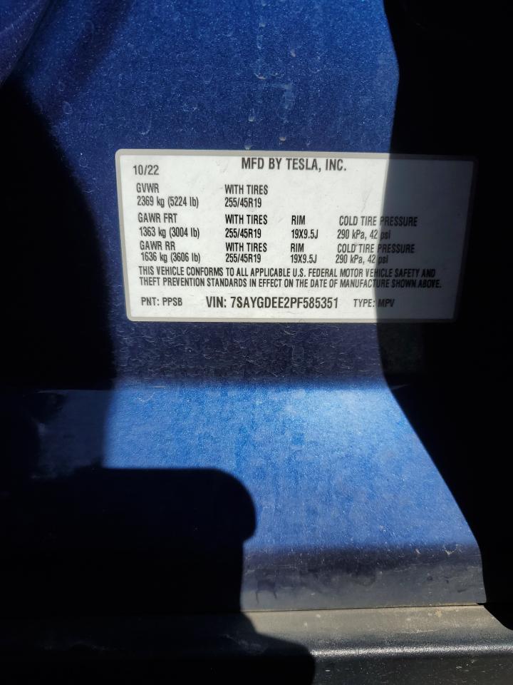 2023 TESLA MODEL Y VIN:7SAYGDEE2PF585351