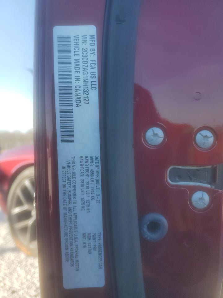 2022 DODGE CHALLENGER SXT VIN:2C3CDZAG1NH132127