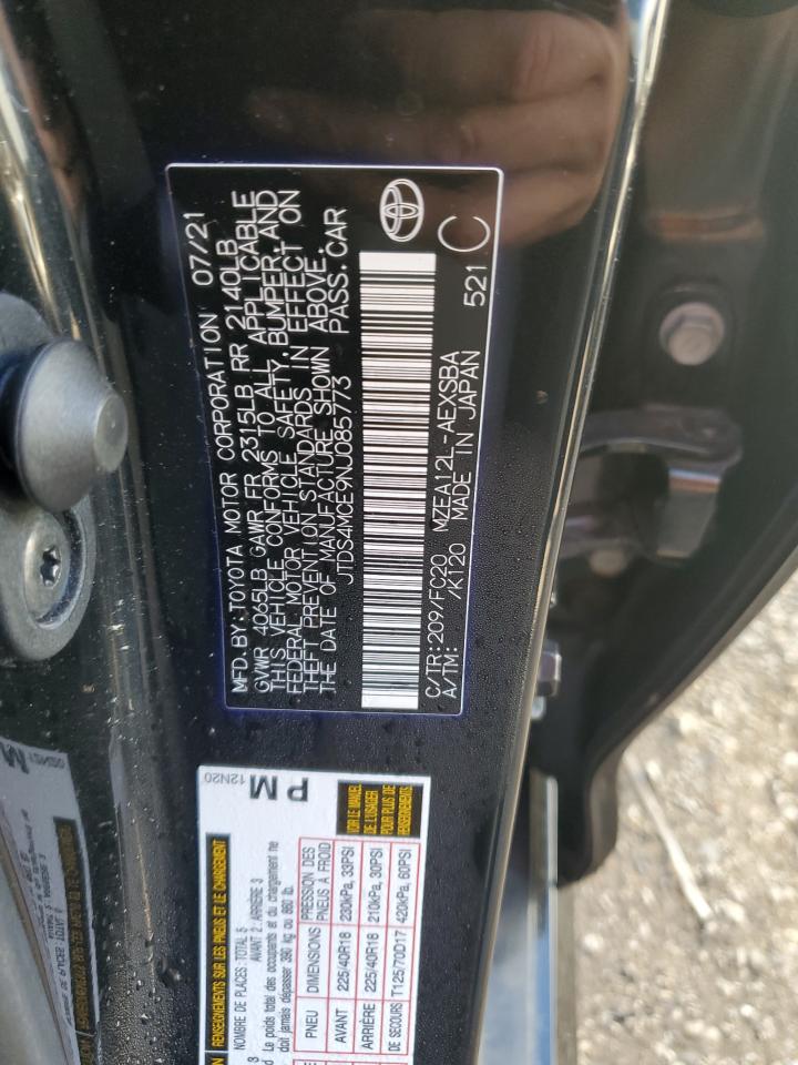 2022 TOYOTA COROLLA SE VIN:JTDS4MCE9NJ085773