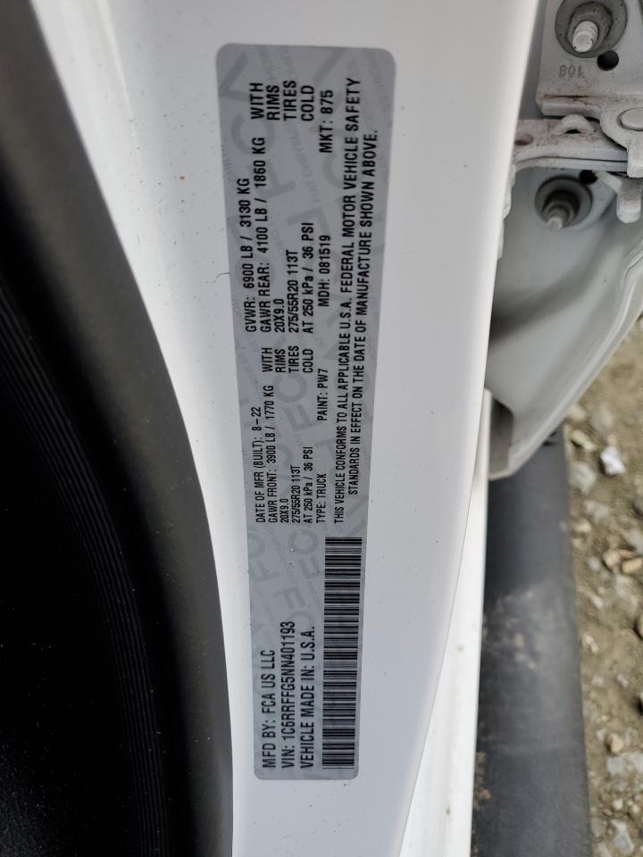 2022 RAM 1500 BIG HORN/LONE STAR VIN:1C6RRFFG5NN401193