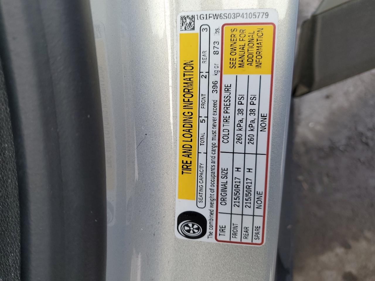 2023 CHEVROLET BOLT EV 1LT VIN:1G1FW6S03P4105779