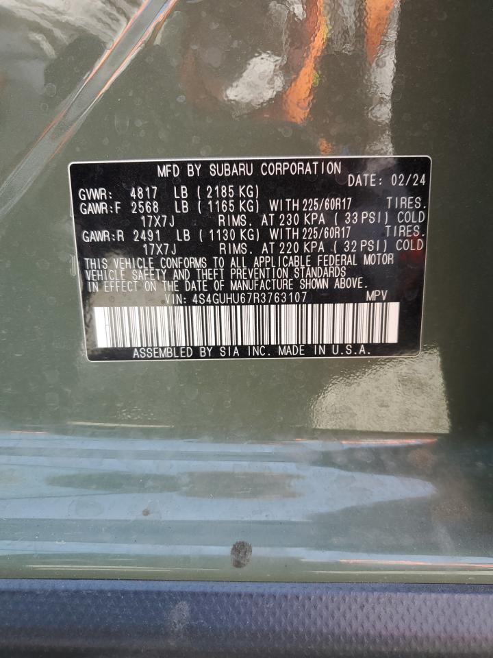 2024 SUBARU CROSSTREK WILDERNESS VIN:4S4GUHU67R3763107