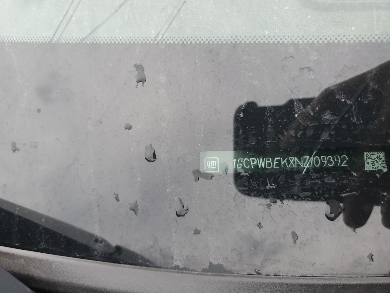 2022 CHEVROLET SILVERADO LTD C1500 CUSTOM VIN:1GCPWBEK8NZ109392