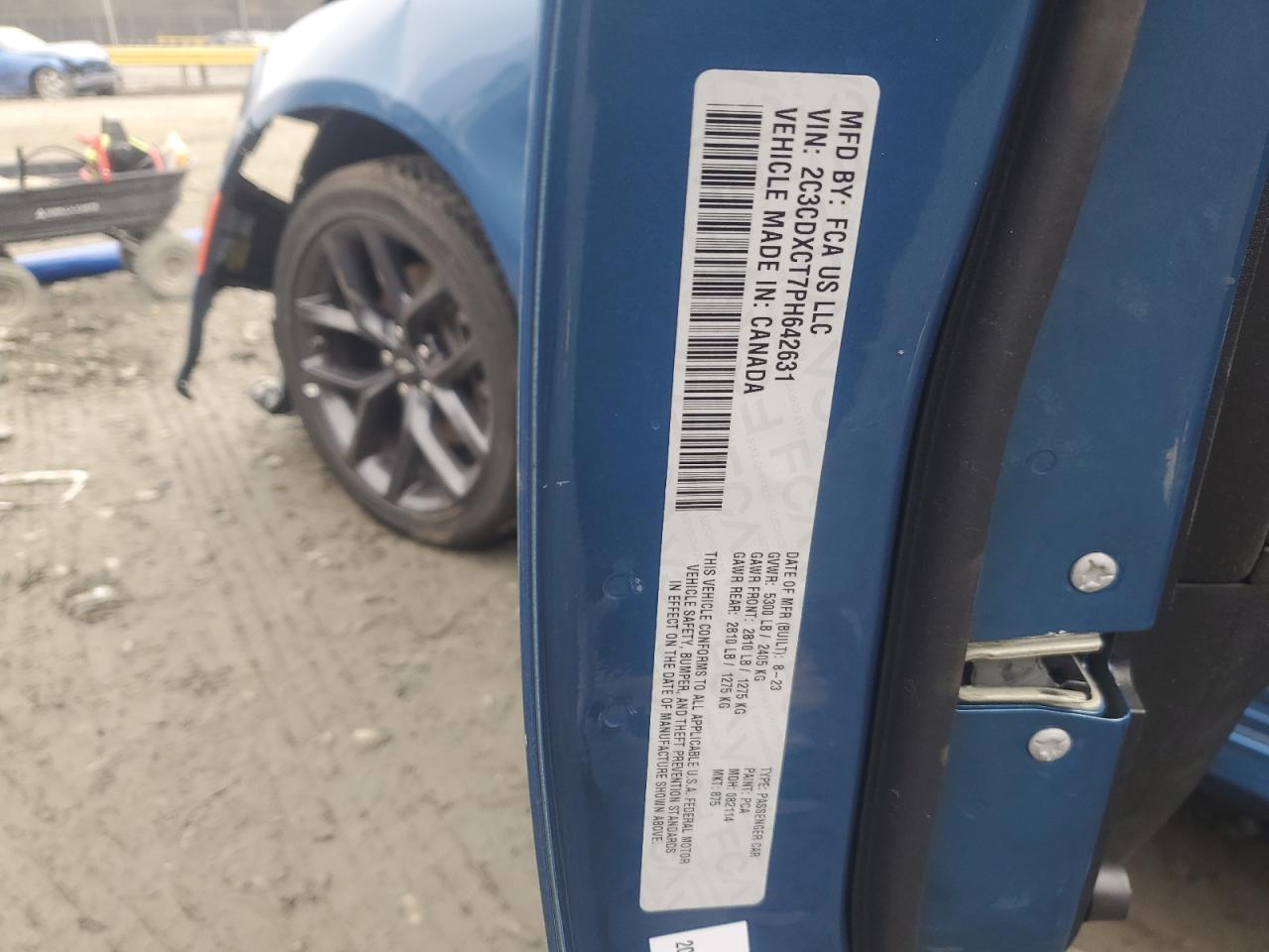 2023 DODGE CHARGER R/T VIN:2C3CDXCT7PH642631