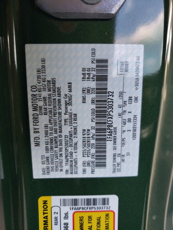 2023 FORD MUSTANG GT VIN:1FA6P8CFXP5303732