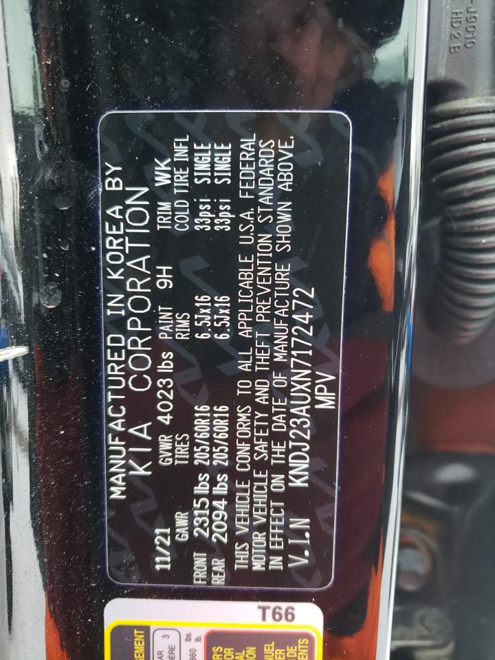 2022 KIA SOUL LX VIN:KNDJ23AUXN7172472