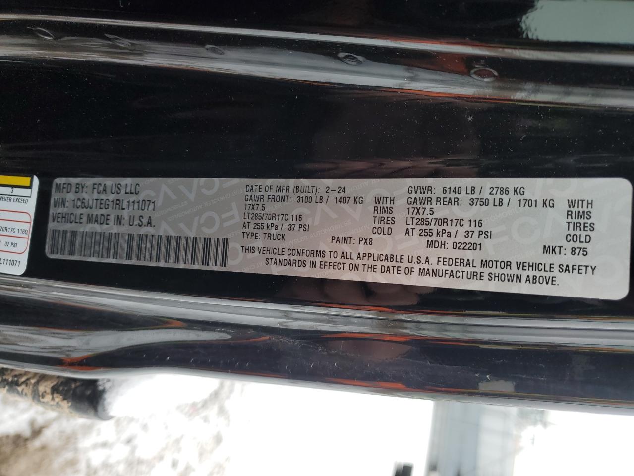 2024 JEEP GLADIATOR MOJAVE VIN:1C6JJTEG1RL111071