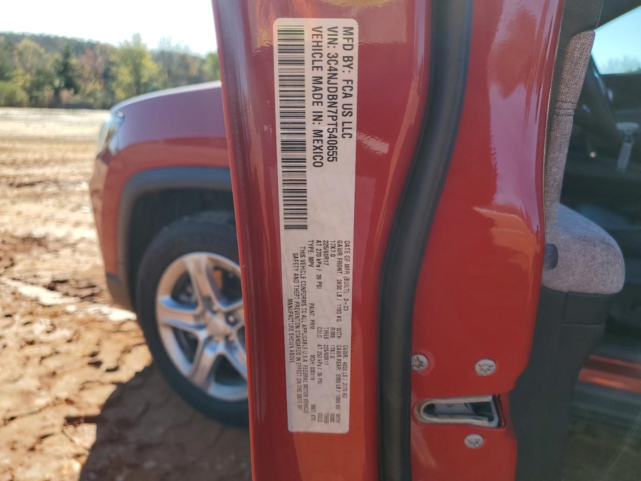 2023 JEEP COMPASS LATITUDE VIN:3C4NJDBN7PT540655