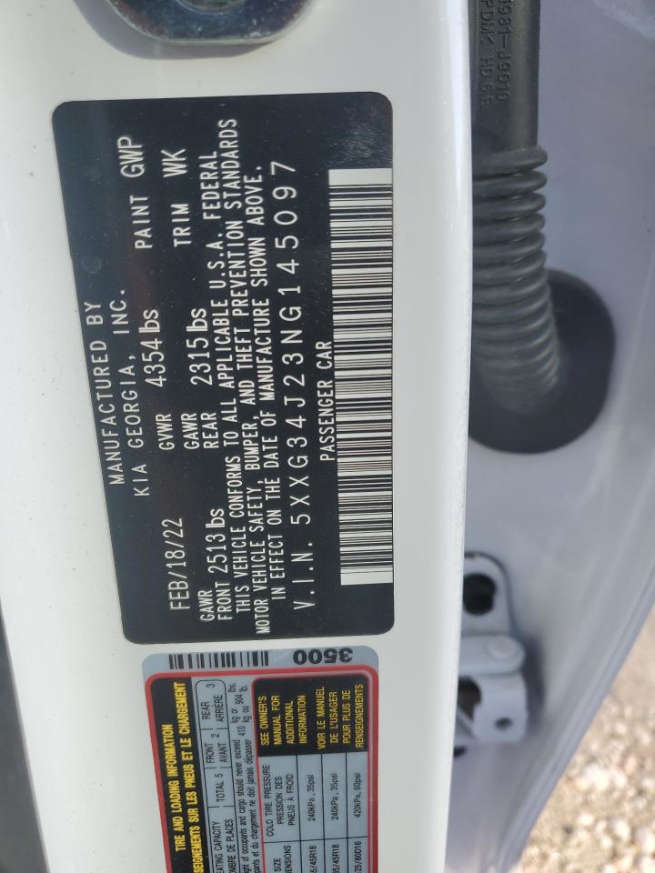 2022 KIA K5 EX VIN:5XXG34J23NG145097