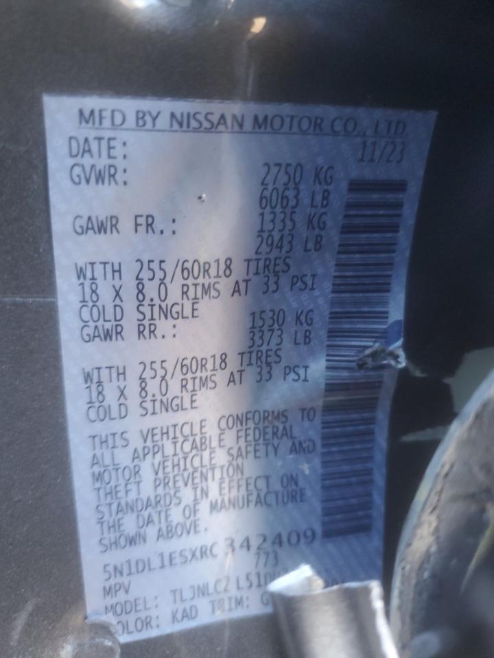 2024 INFINITI QX60 PURE VIN:5N1DL1ESXRC342409