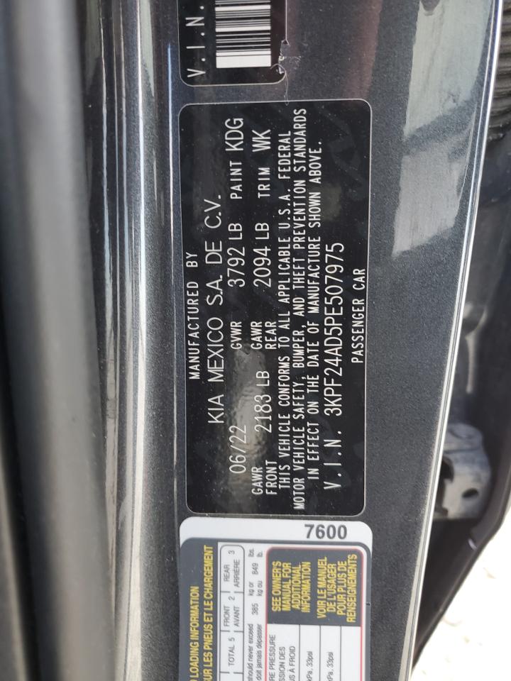 2023 KIA FORTE LX VIN:3KPF24AD5PE507975