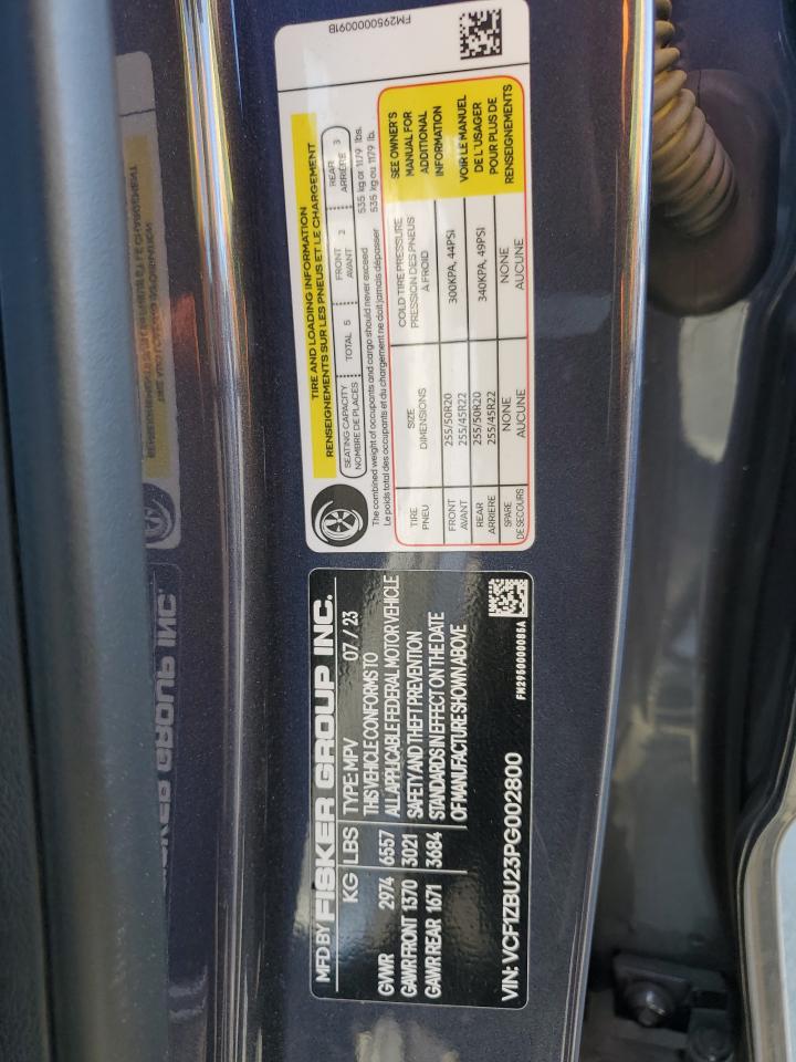 2023 FISKER INC. OCEAN OCEAN ONE VIN:VCF1ZBU23PG002800