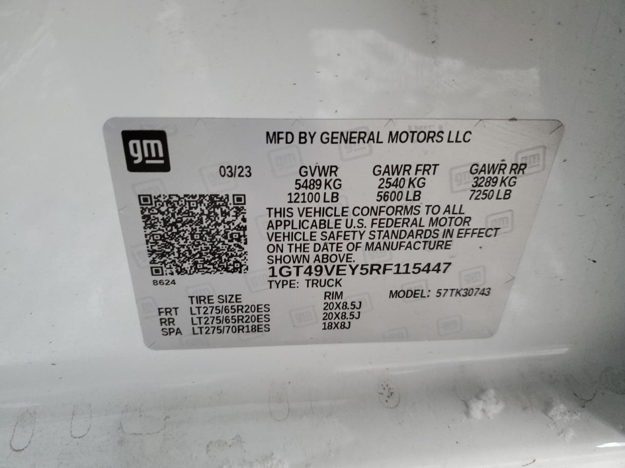 2024 GMC SIERRA K3500 AT4 VIN:1GT49VEY5RF115447