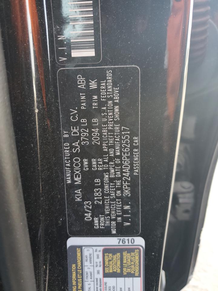 2023 KIA FORTE LX VIN:3KPF24AD6PE625517