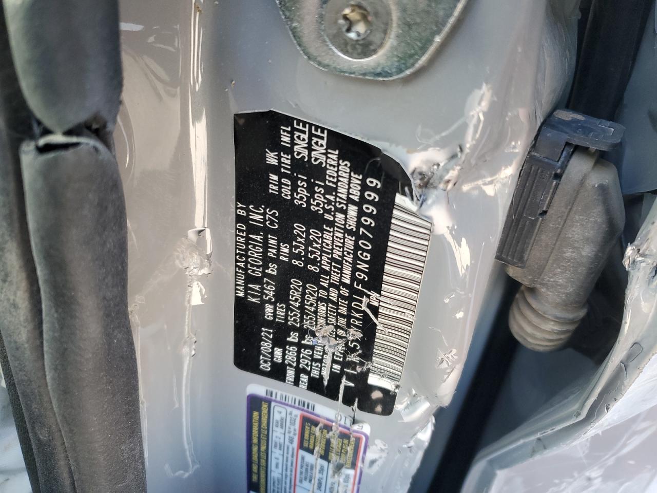 2022 KIA SORENTO SX VIN:5XYRKDLF9NG079999