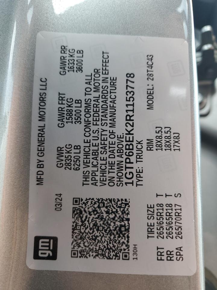 2024 GMC CANYON ELEVATION VIN:1GTP6BEK2R1153778