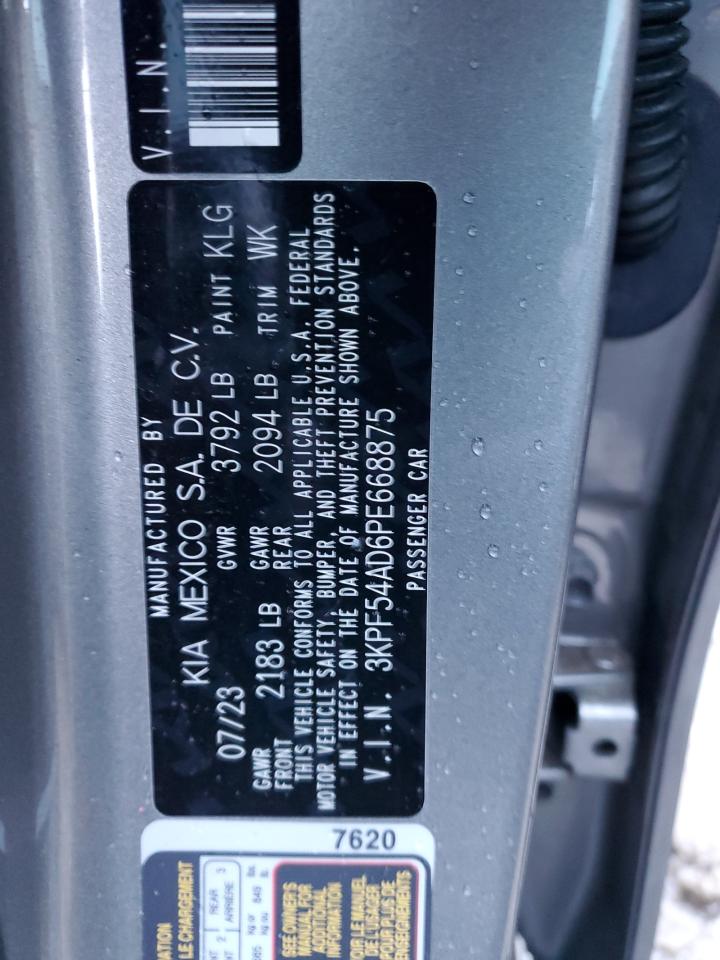 2023 KIA FORTE GT LINE VIN:3KPF54AD6PE668875