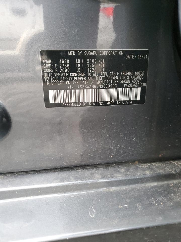 2022 SUBARU LEGACY LIMITED VIN:3N1AB8CV8PY287014