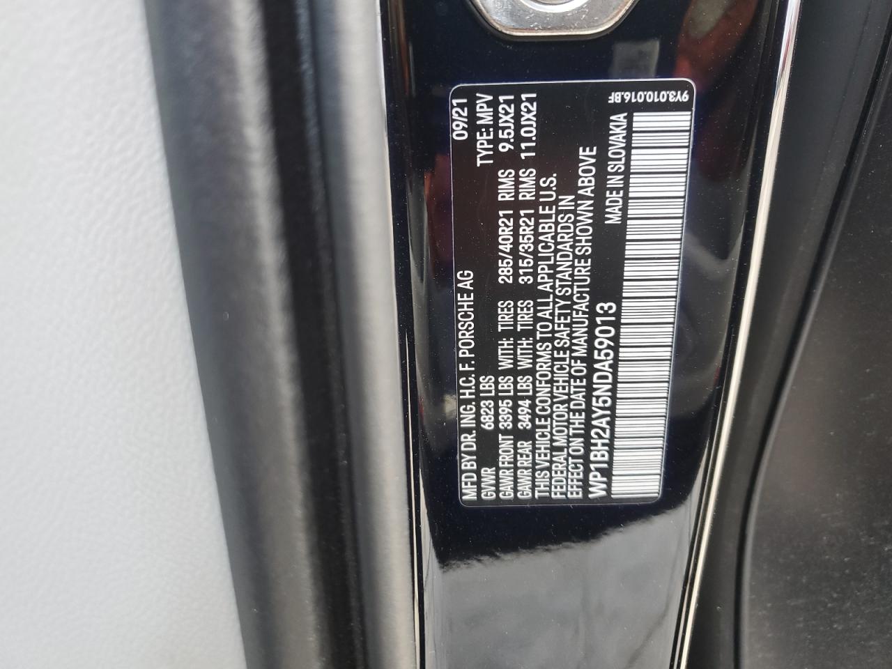 2022 PORSCHE CAYENNE TURBO S E HYBRID COUPE VIN:WP1BH2AY5NDA59013