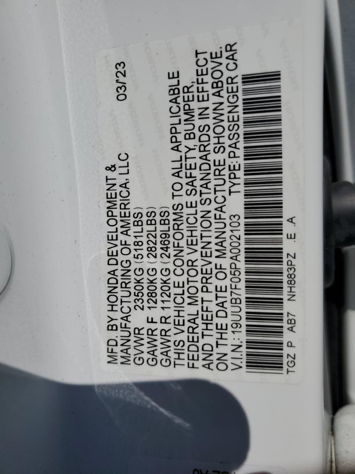 2023 ACURA TLX TYPE S PMC EDITION VIN:19UUB7F05PA002103