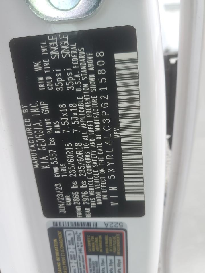 2023 KIA SORENTO S VIN:5XYRL4LC3PG215808