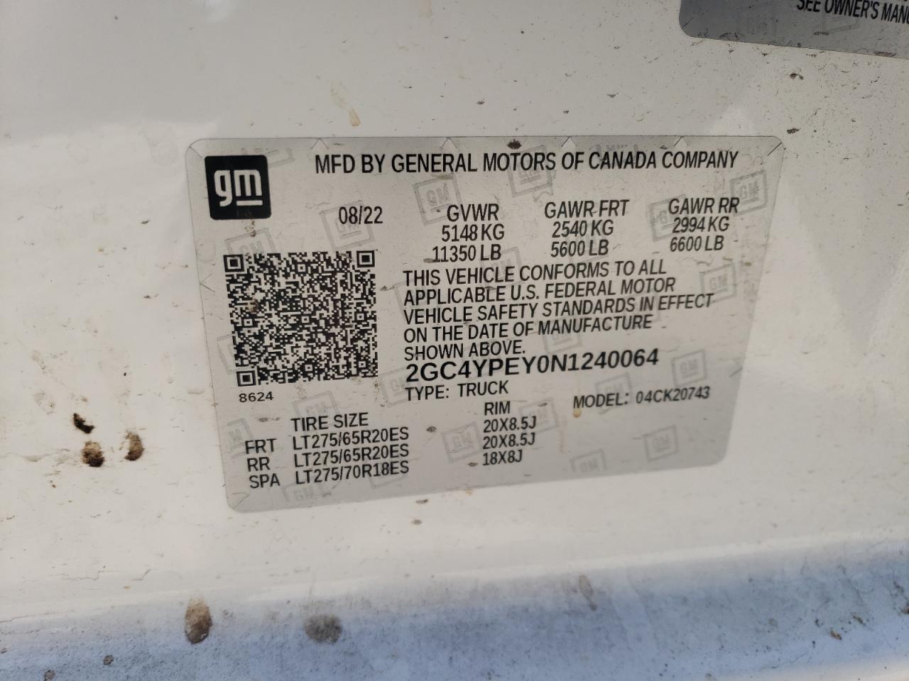 2022 CHEVROLET SILVERADO K2500 HEAVY DUTY LTZ VIN:2GC4YPEY0N1240064