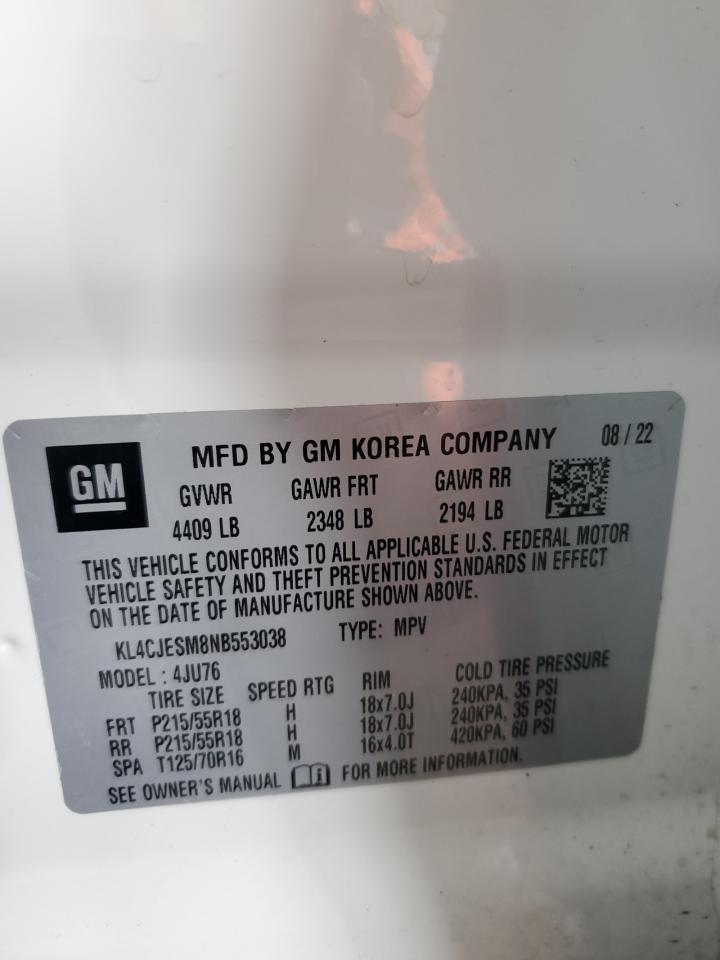 2022 BUICK ENCORE PREFERRED VIN:KL4CJESM8NB553038