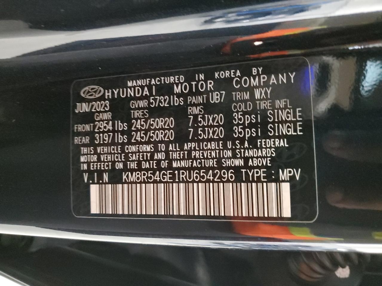 2024 HYUNDAI PALISADE LIMITED VIN:KM8R54GE1RU654296